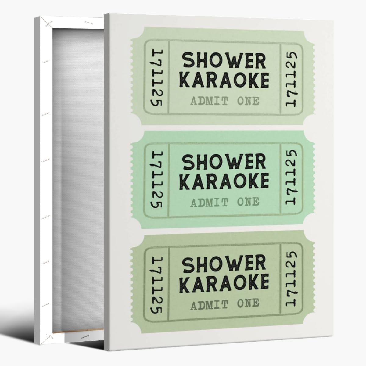 Shower Karaoke Canvas Print Funny Bathroom Wall Art Retro Ticket Poster Sage Green Bathroom Decor Funky Minimalist Bath Painting Picture Trendy Living Room Bedroom Home Decor 16x24inch Framed
