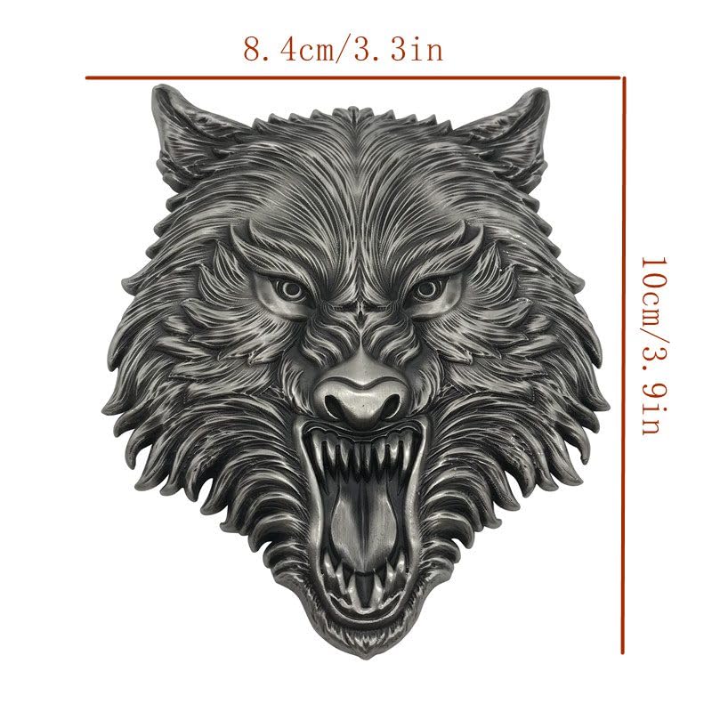 Image of Wolf Head Metal 3D car Emblem (Silver Emblem)