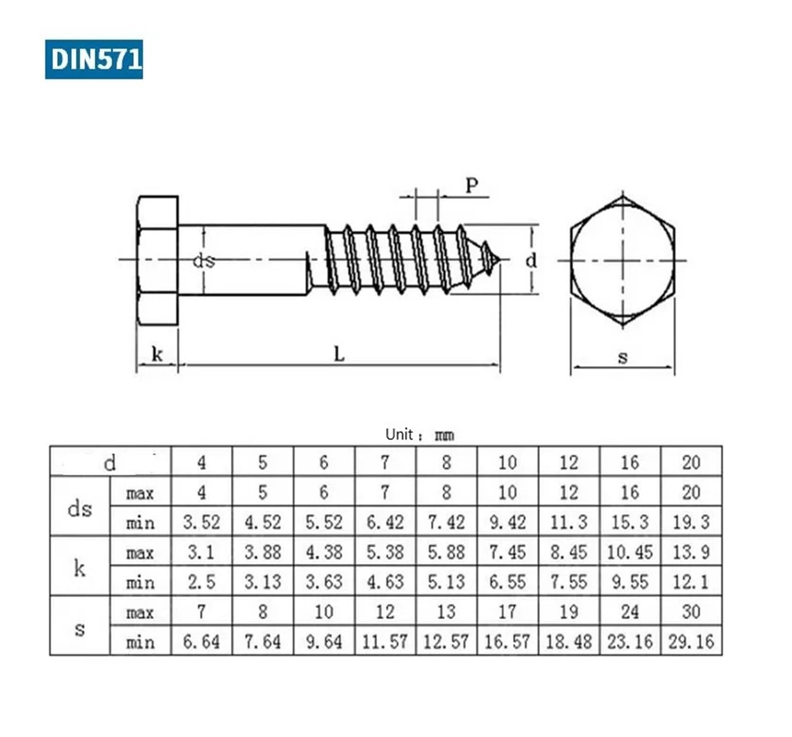 Tornillos Tornillos autorroscantes Tornillo de ace Tornillos autorroscantes hexagonales externos galvanizados en blanco M10 M12 Tornillo for madera de acero al carbono de diente completo y medio dient