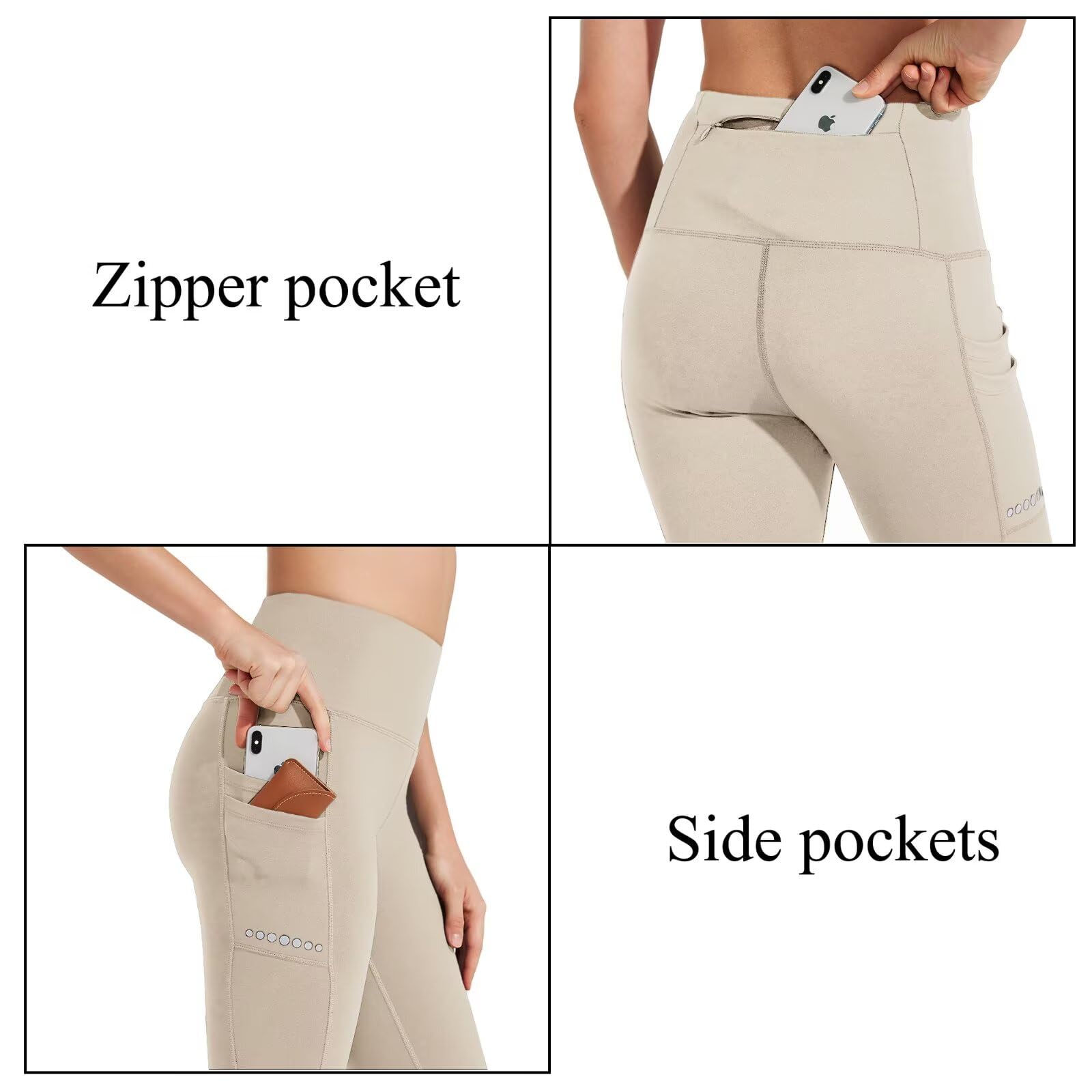 BAYGE Leggings Sportivi Termici da Donna Vita Alta Foderati in Pile Impermeabili e Opachi Controllo della Pancia Slim Fit Pantaloni da Yoga Pantaloni Sportivi Pantaloni in Felpa con Tasche