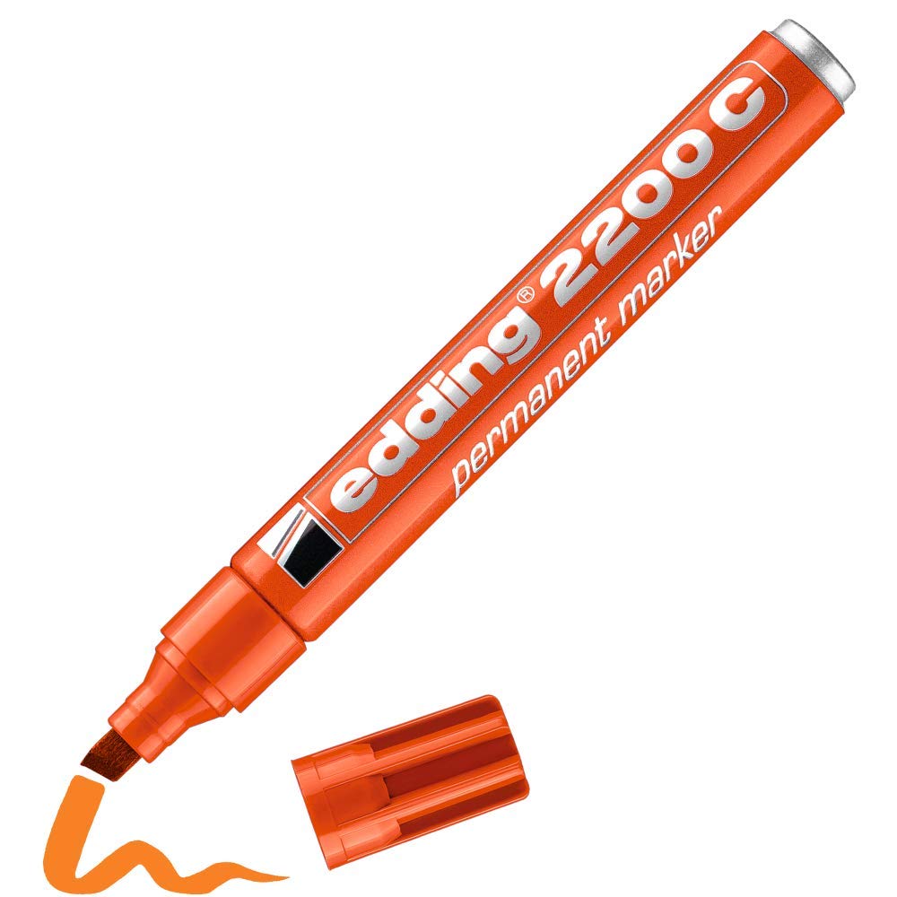 edding 2200 C permanent marker - orange - 1 pen - chisel tip 1-5 mm - quick-drying permanent marker pen - waterproof, smudge-proof - for cardboard, plastic, wood, metal, fabric — image 1