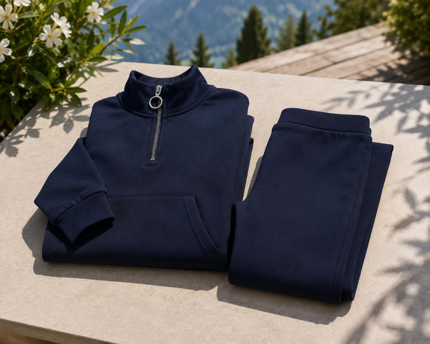 Conjunto deportivo para niña con sudadera y pantalón, leggings, azul con detalles gráficos, cómodo y versátil para estaciones frescas – Mono para niñas y niñas 7732