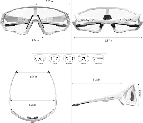 Miniatura 5 de KAPVOE Gafas de ciclismo fotocromáticas para hombres y mujeres, gafas de sol para bicicleta de montaña MTB, para bicicleta de montaña Clear - K9408