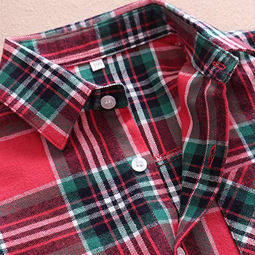 Image of Phorecys Girls' Plaid Flannel Shirt Long Sleeve Button Down Buffalo Checkered Shirt 2T-10 Years