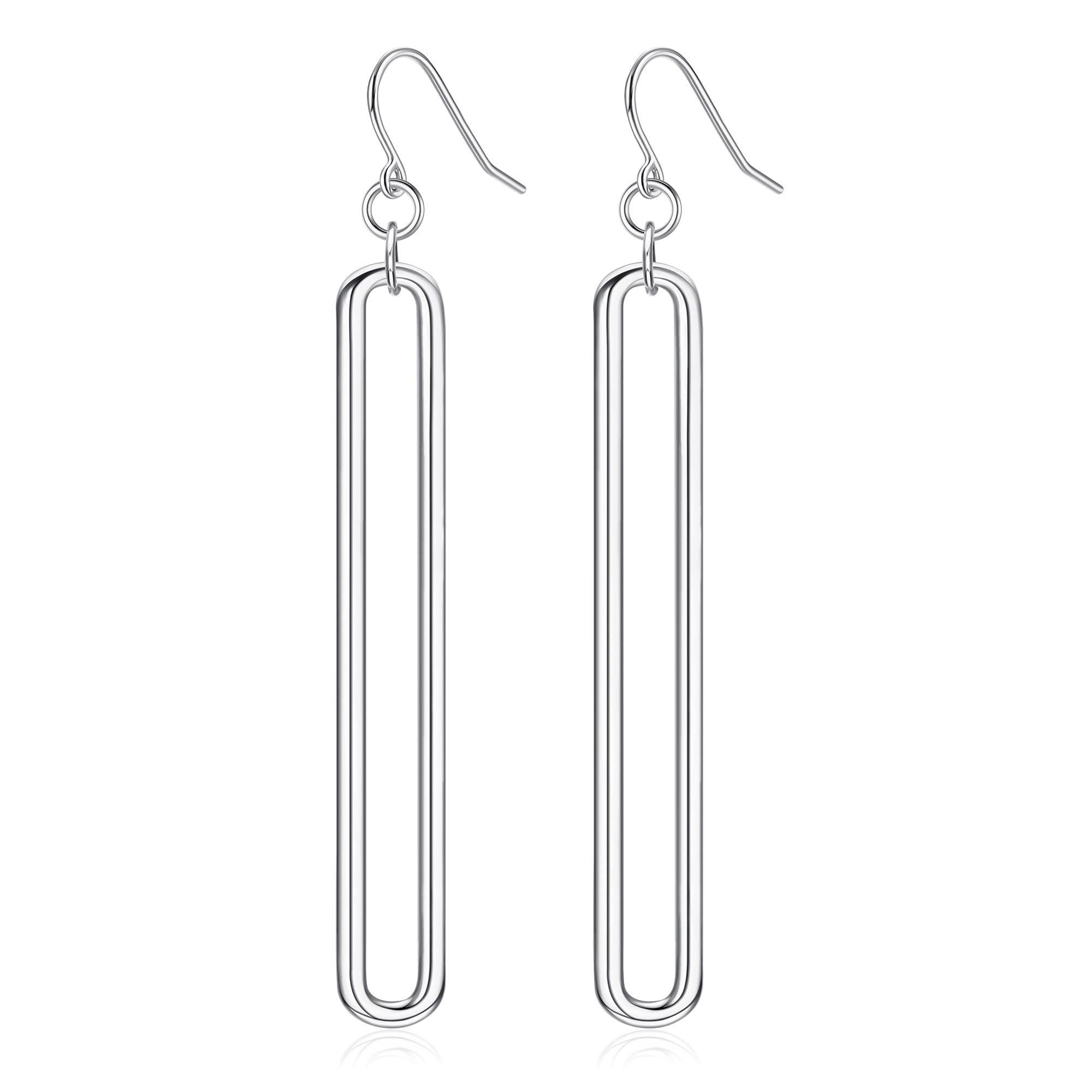 Adramata Pendientes Plata de Ley 925 para Mujer Pendientes Colgantes de Eslabones Largos Pendientes de Gota Geométricos Pendientes Plata Singularu Pendientes Antialergicos Pendientes Oro Mujer Regalo