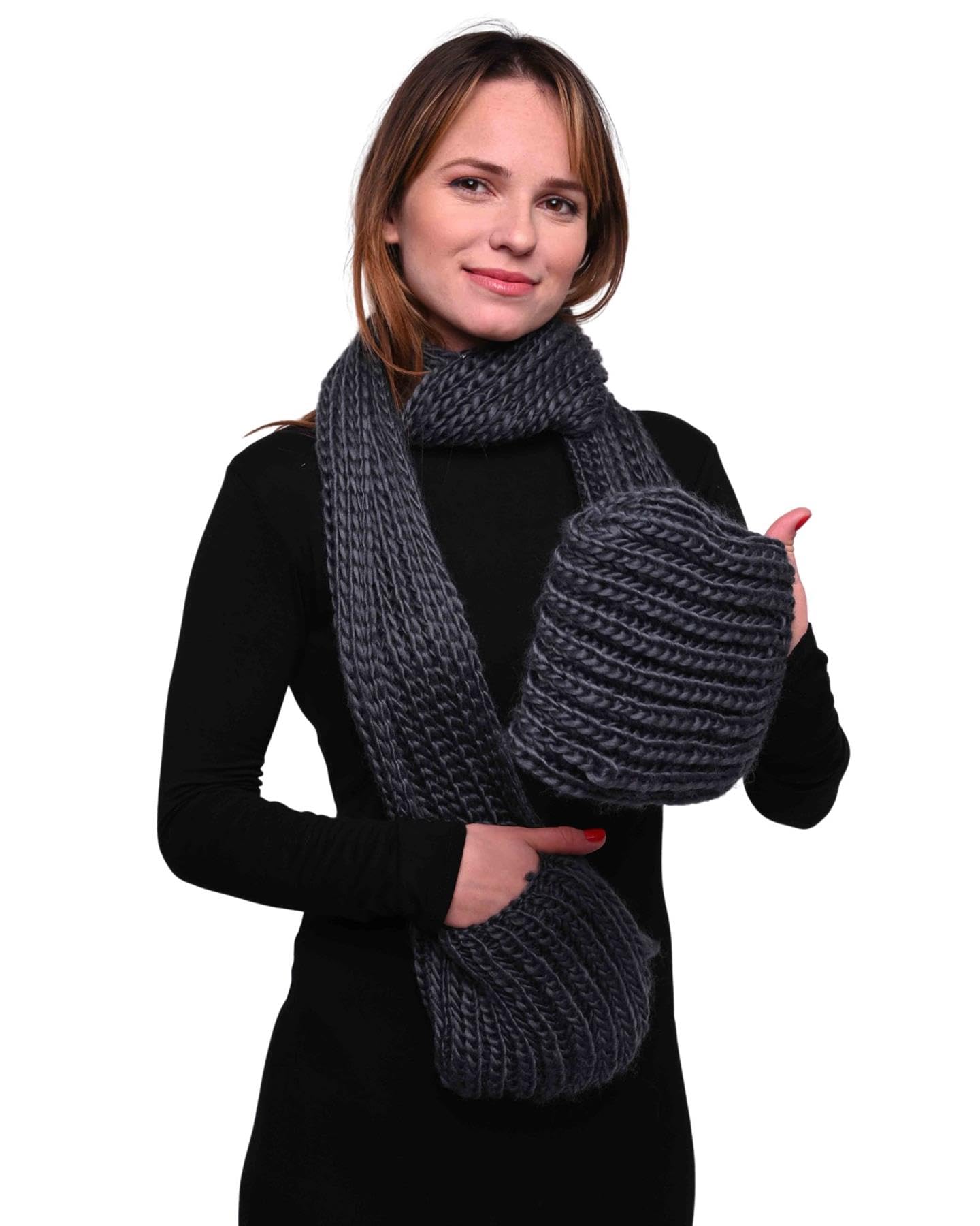 Bufanda de invierno contra el frío de punto grueso y bolsillos Basic Sense 6