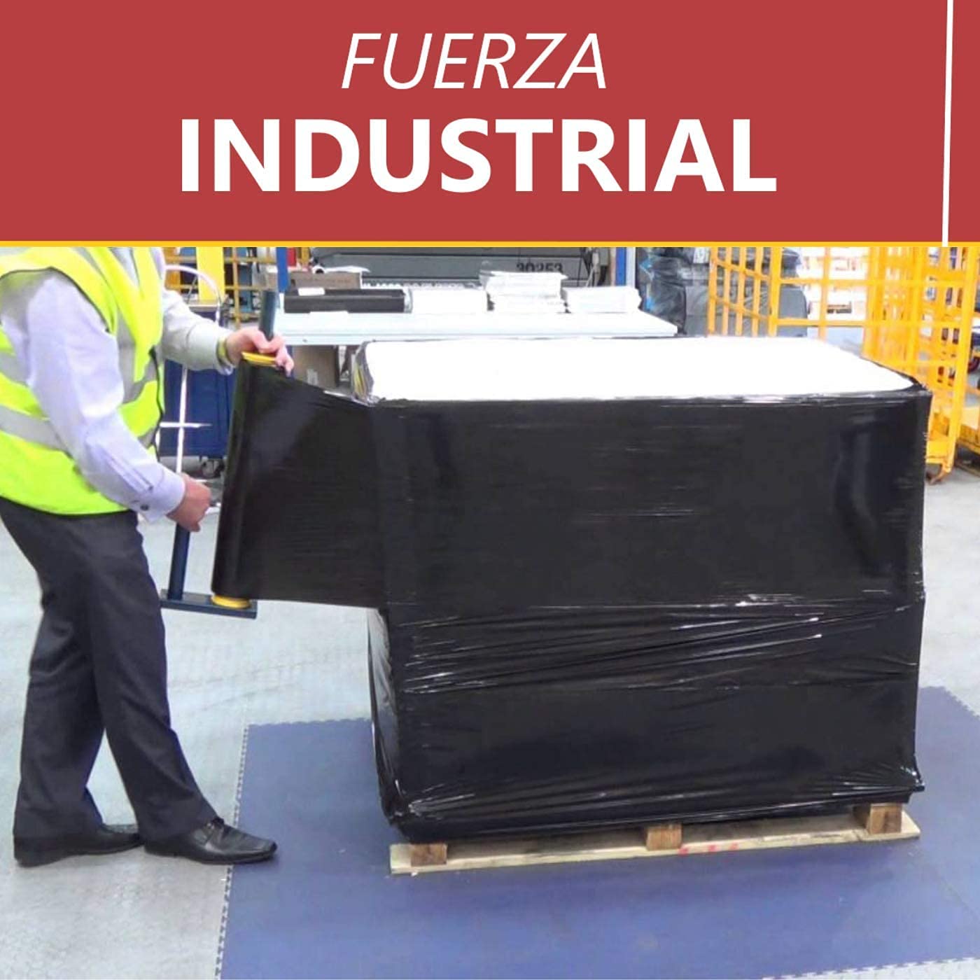 Film Transparente o Negro para Embalar de 50 cm x 200 Metros de Longitud – Rollo de Film Elástico Manual para Embalaje Industrial (Negro, 6 Rollos)