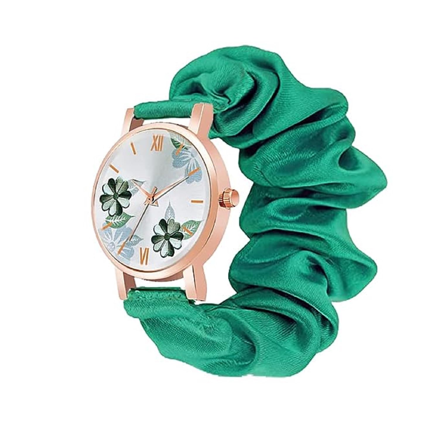 KIROHAnalogue Flower Dial Fabric Strap Watch for Girls and Women(Pink)