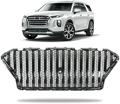 Fits for Hyundai Palisade 2019 2020 2021 2022 All Black Front Grille Mesh Grill Bar Vent Trim
