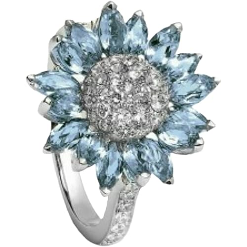 Vintage Silver and Rose Gold Color Carved Dragonfly Sunflower Ring Unique Metal Flower Rings Women Engagement Party Ring Jewelry