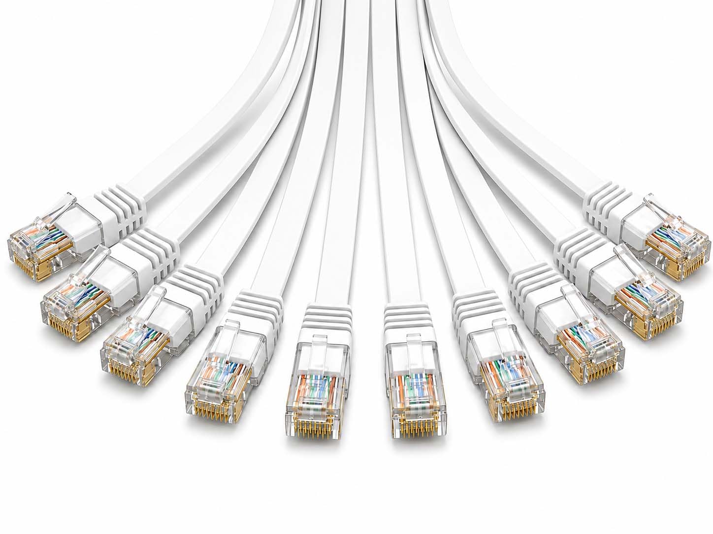 Плоский кабель CAT6 0,25 м, белый, 10 шт., LAN-кабель RJ45 Gigabit U/UTP Ethernet, патч-кабель 250 МГц, медный, для маршрутизатора