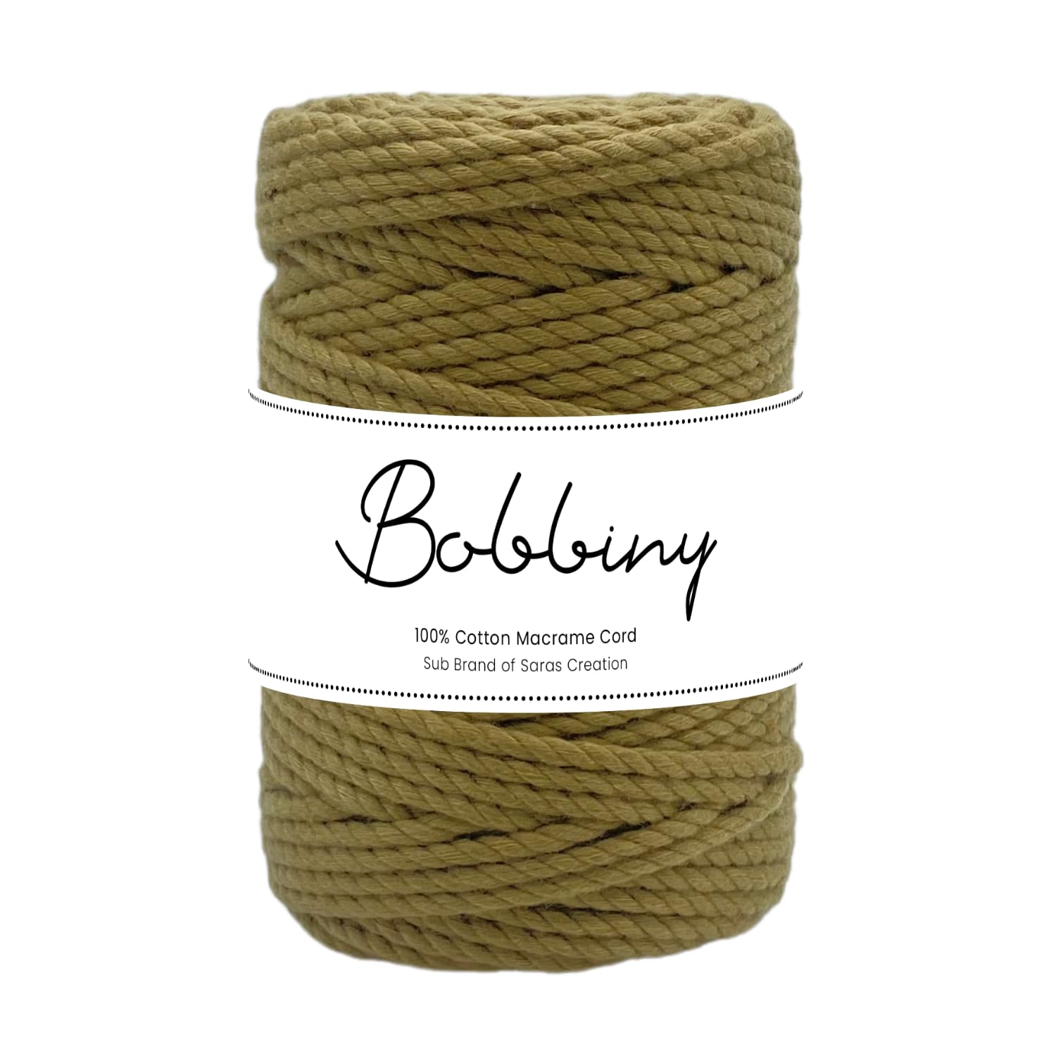 Bobbiny | 3 Ply Twisted Macrame Cotton Cord Dori (Roll Packaging) Thread for Macrame DIY and Other Projects | Dark Brown | 4mm,10 Meter