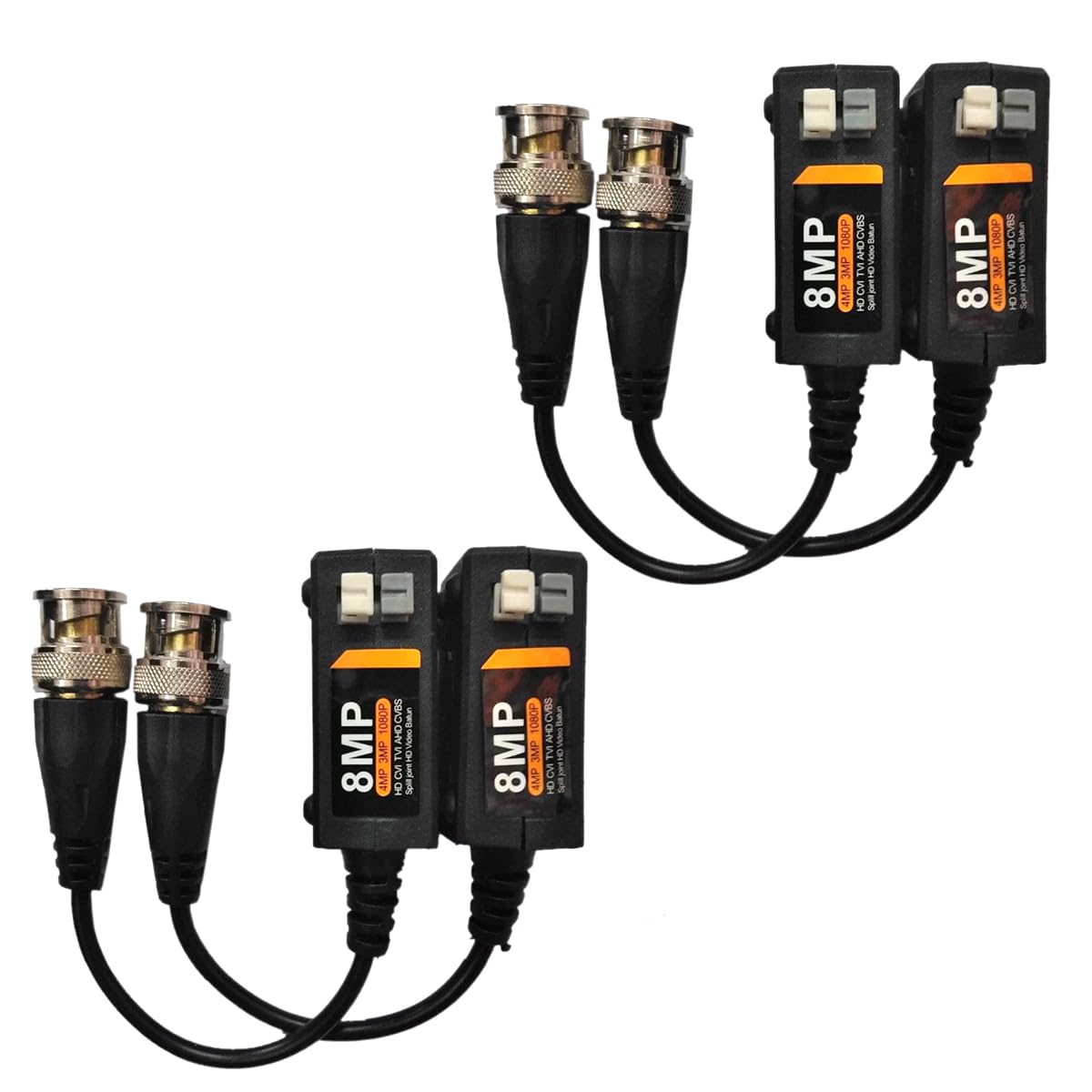 MESHIV 8MP Passive Video Balun Set, Push Terminal CCTV HD TVI CVI AHD BNC UTP Pair for HD Camera, Black BVB8MP (Black) (Pack of 2)-image-24