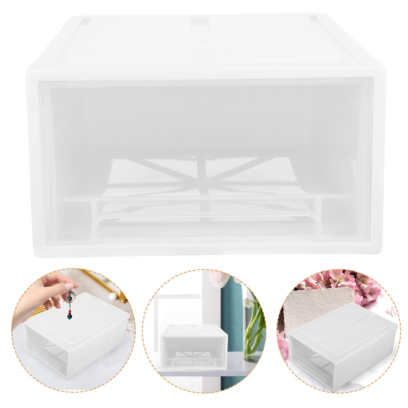 Healeved Organizer da Scrivania Cassetti Trasparenti 8l, Scatola Portaoggetti per Organizzazione e Stoccaggio, Contenitore Multifunzione per Cosmetici e Piccoli Accessori in Casa e Ufficio