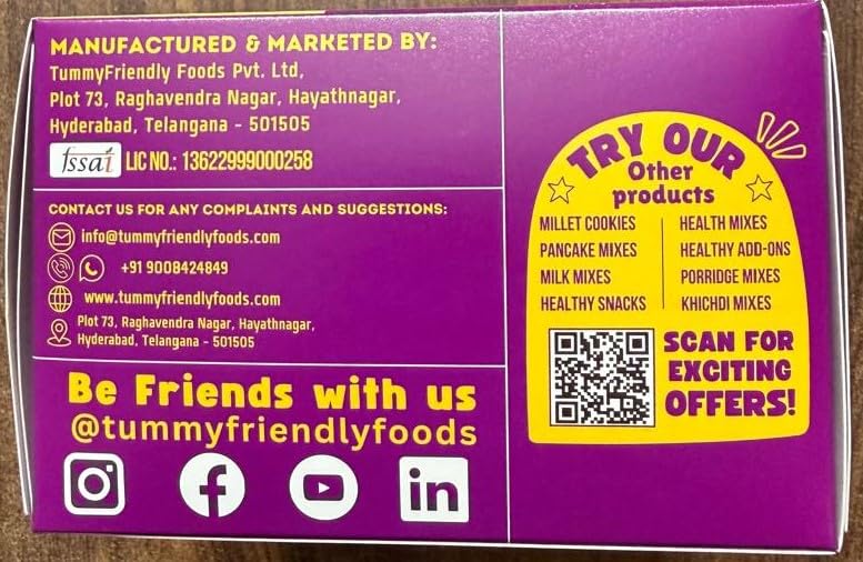 Image of TummyFriendly Foods Millet Cookies for Kids Adults. Millet Healthy Biscuits, Ragi and Jaggery. Healthy Snacks for kids Babies 1 Year Old. Gift the Best Healthy Cookies - Assorted - 5 packs of 4x75 (1500g)