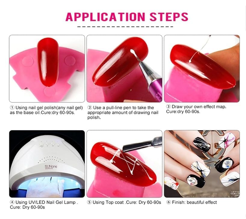 THR3E STROKES 10G BIG SIZE Professional Black and White Spider Gel for Art - Elastic, Easy-to-Use Nail Art Combo Set - Long-Lasting Design Supplies for Creative Manicures and Nail Artistry (pack of 2) 4