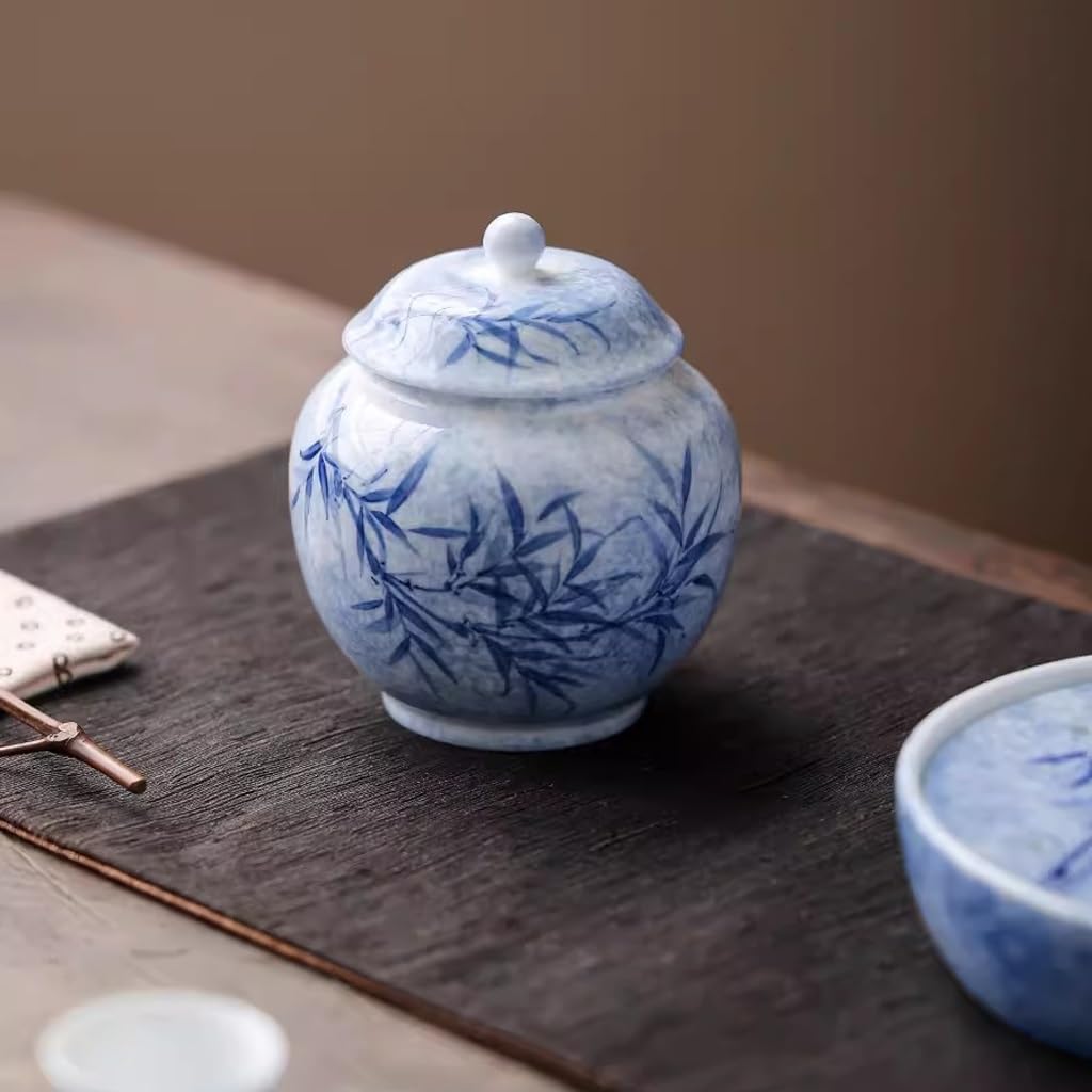 TEESONG Słoiki na herbatę niebieskie i białe porcelanowe puszki na herbatę domowe ceramiczne zamknięte pu'er czarna herbata luźna herbata puszki do przechowywania herbaty puste puszki pojemniki do