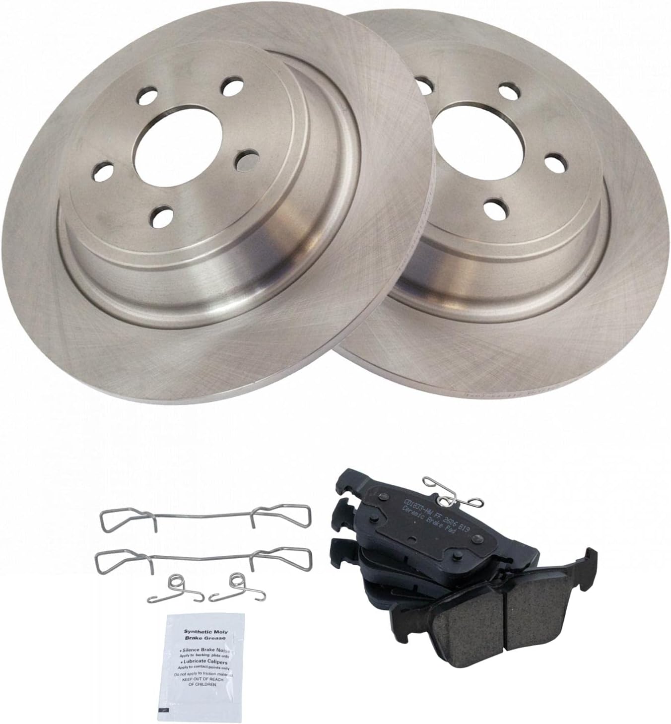 TRQ Rear Ceramic Brake Pad and Rotor Set Compatible with 15-18 Ford Edge 19-20 Edge SE SEL Titanium ST-Line 21 Edge 17-19 Fusion Sport 16-18 Lincoln MKX 17-20 MKZ 17-20 Continental 19-20 Nautilus