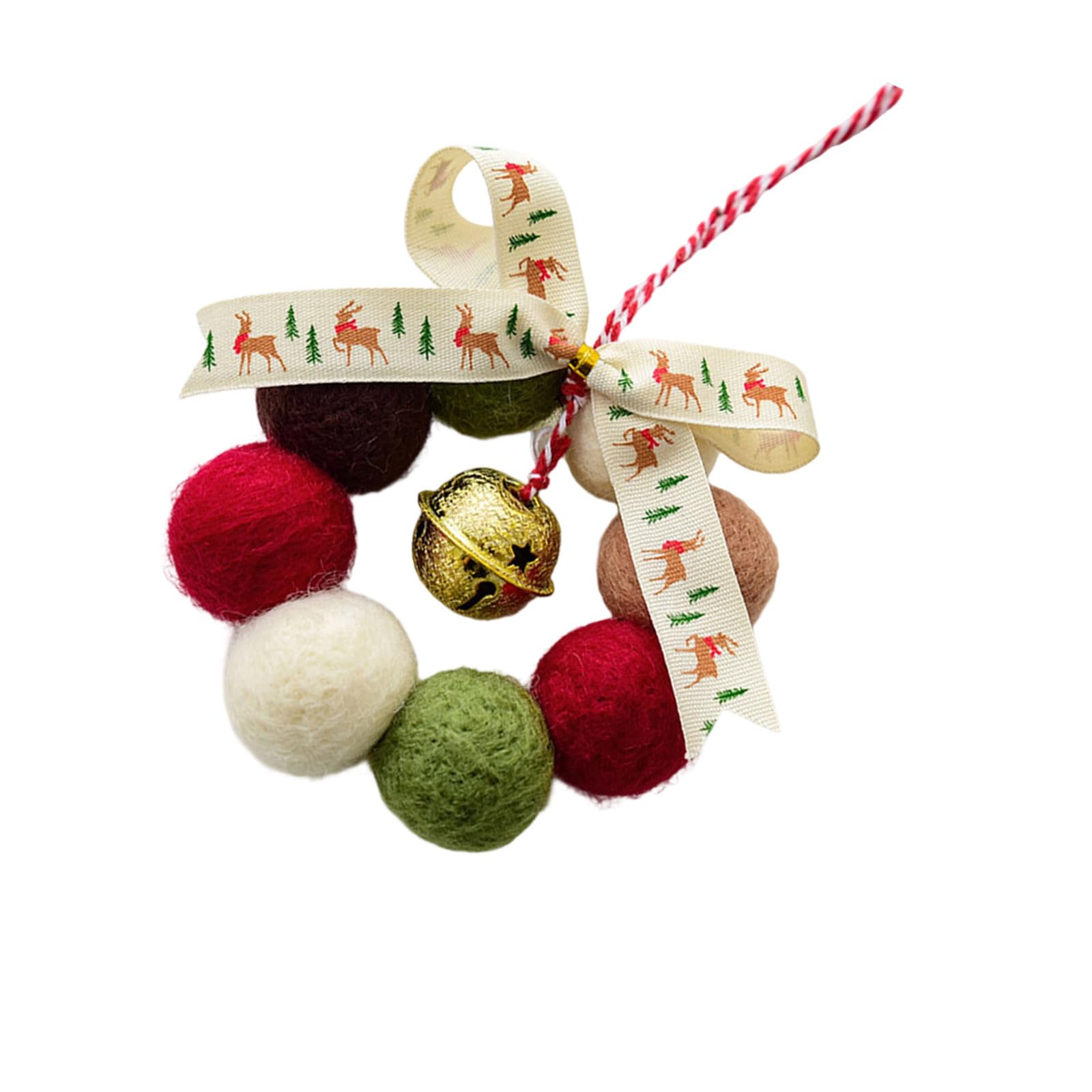 Kalttoy D Wool Ball Holiday Hanging Craft Feature Soft Felt An Sparkling Bells Christmas Ecorative Accent Wool Felt Christmas Ecors