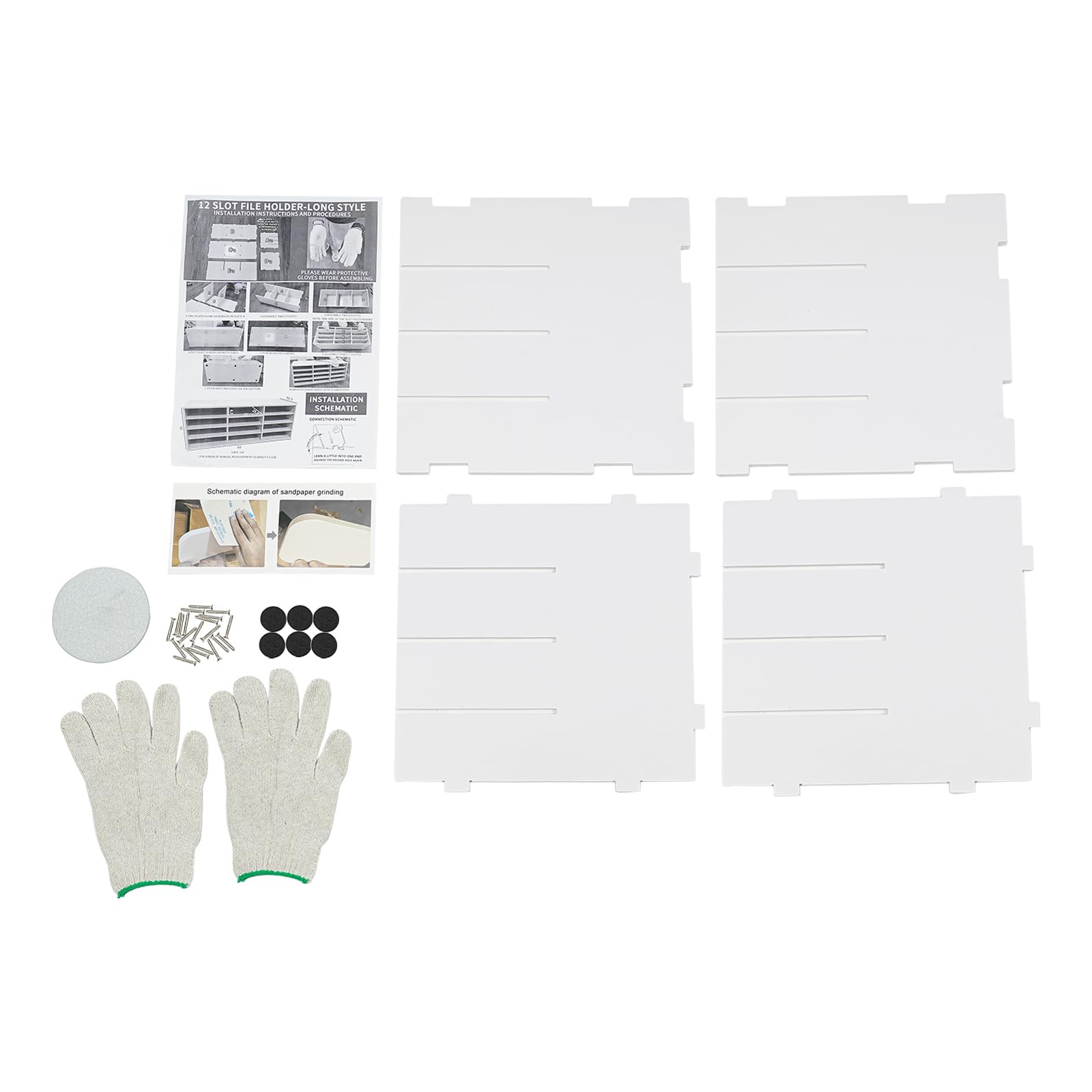 Organizador de literatura de encimera con 4 compartimentos, color blanco