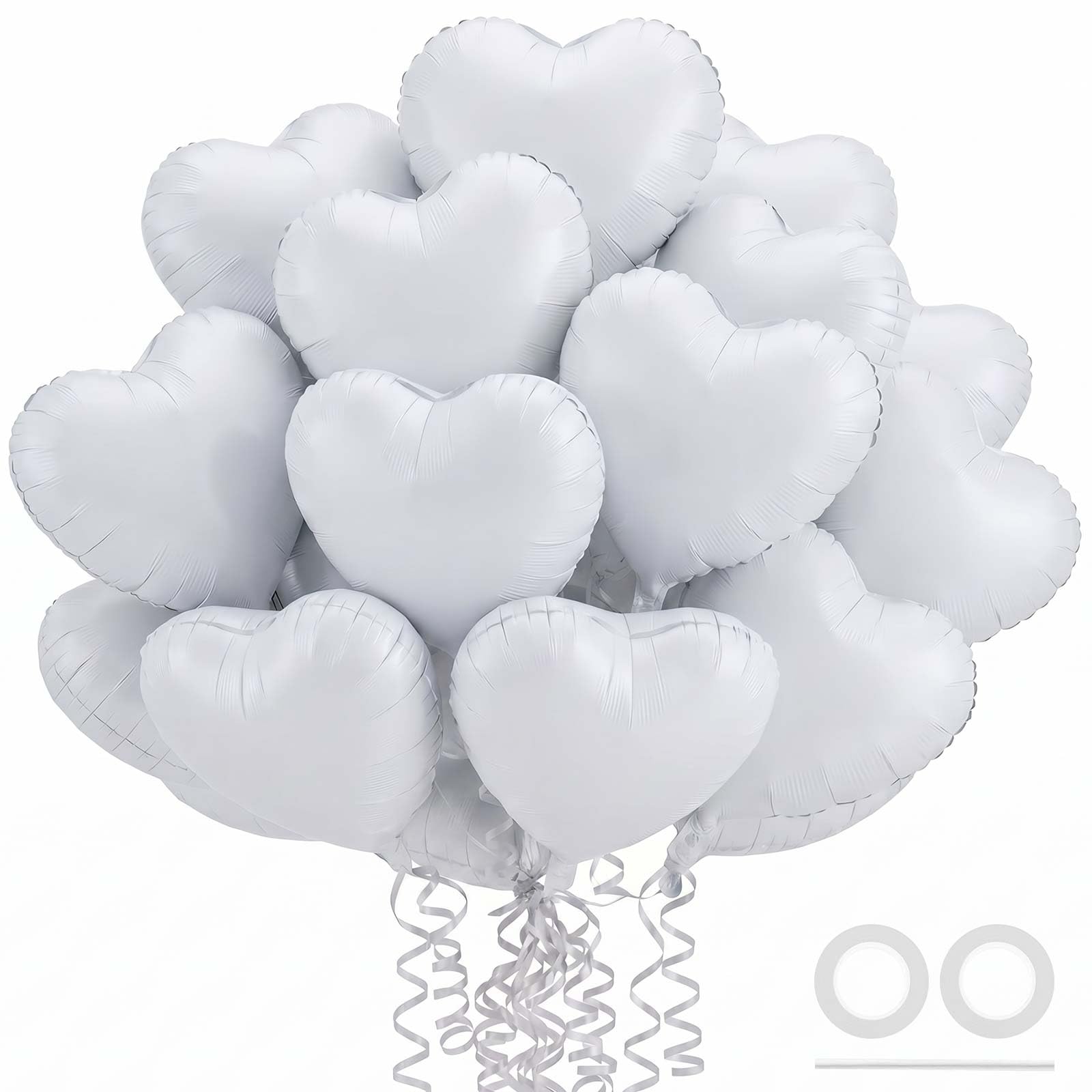 36 Pcs White Heart Balloons,18 Inch Heart Foil Balloons Valentine Balloon for Wedding Engagement Party Valentine Day Decorations