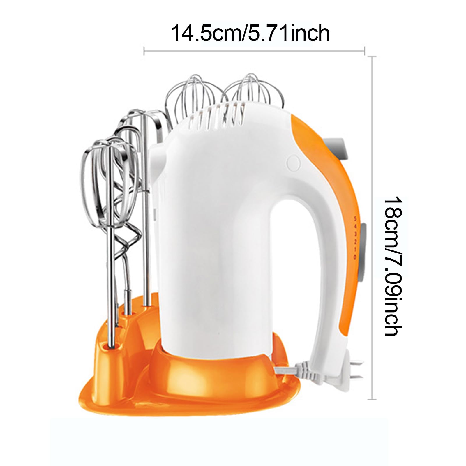 Sbattitore elettrico, frullatore a immersione a mano 300 W con 5 velocità di rotazione, frullatore da cucina multifunzione con 6 accessori in acciaio inox, frusta elettrica multiuso per pasticceria