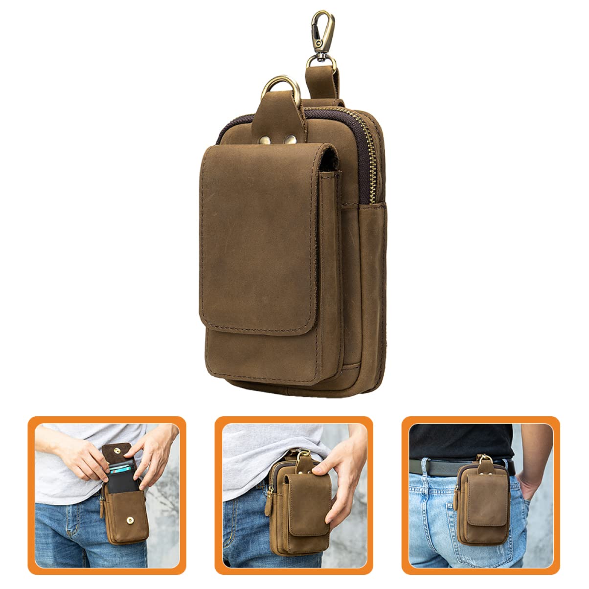 Housoutil 2St Gürteltasche multifunktionstasche werkzeugtaschen etuii handyhülle Handy aufsteller Taktische Tasche Tool Pouch Trekking zubehör Phone Holder für Männer Werkzeugkasten Mann Pu