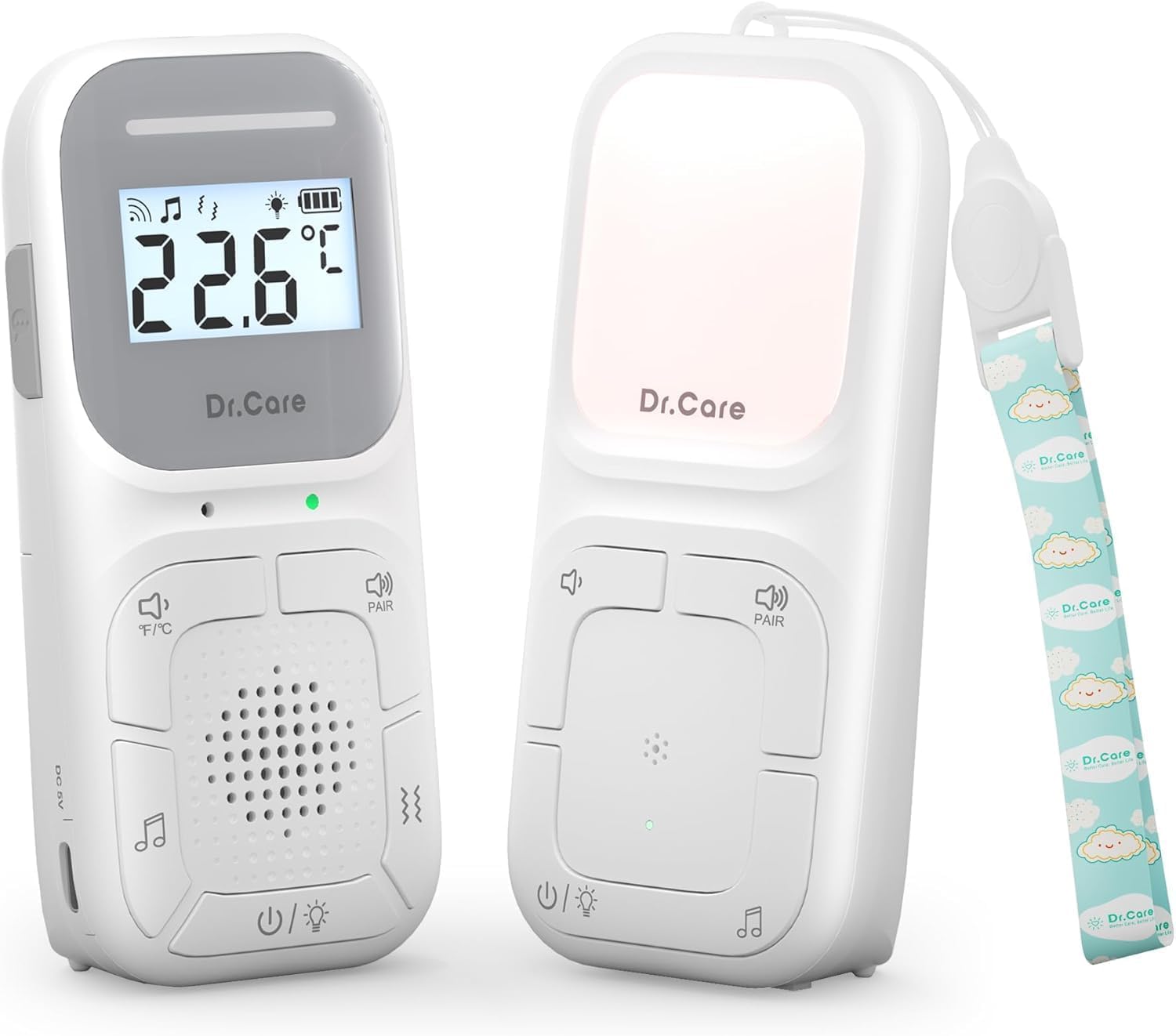 Dr.Care NeoGo Audio Baby Monitor pre-accoppiato VOX luce notturna portata 300 m