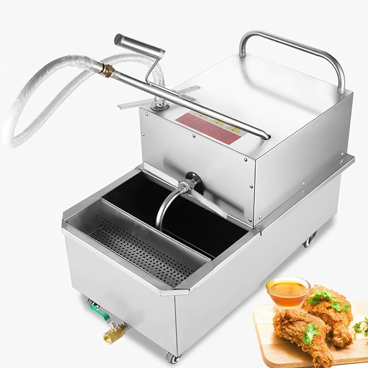 Eiwitany 550W Stainless Steel Mobile Deep Fryer Oil Filtration Separator Cart, Cooking Oil Filter Machine for Restaurants and Supermarkets (55L)