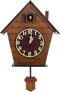 Cuckoo Clock,Chiming Cuckoo Clocks,Wall Clock,Cuckoo Clocks,Solid Wood Brown Vintage Cuckoo Wall Clock Hanging Bird Clock Home Decor Christmas Clock Gifts