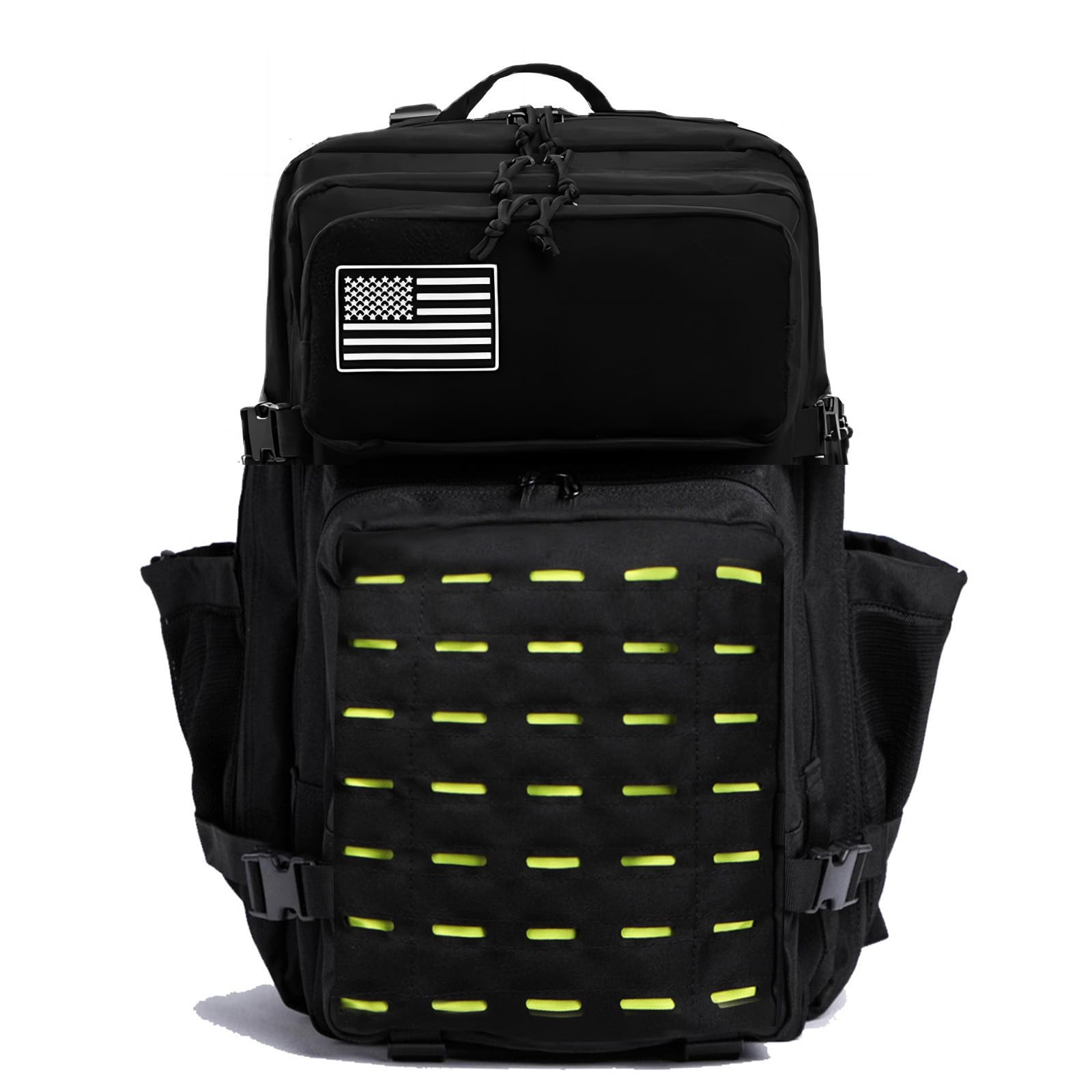 Thuram 50L Tactical Military Backpack Waterproof Durable Bag for Hiking Camping Fishing Gym Backpack with Bottle Holder (Bright Yellow Black)