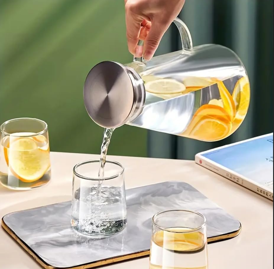 Image of Premium Water and Juice Glass & Borosilicate Glass Jug Set Combo [6 Piece Glass 280 ML & 1 Piece Jug 2 Liter] Transparent Pitcher Set for Dining Table, Home & Restaurant,Party (MTS - 03)