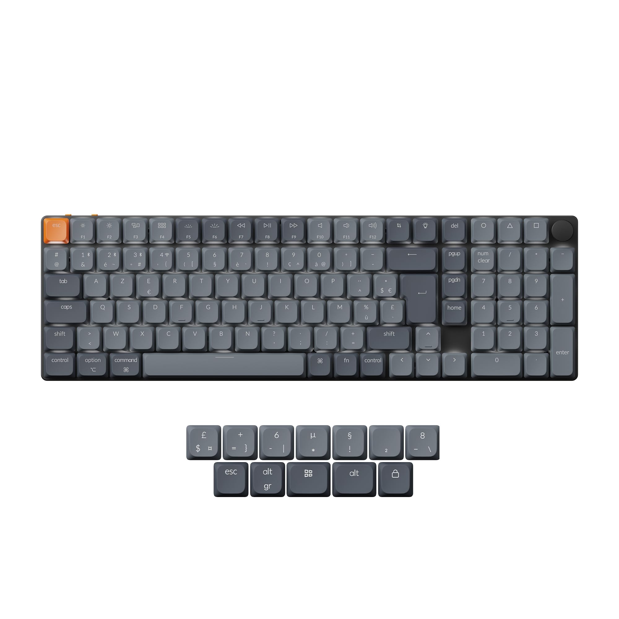 Keychron K17 Max Clavier Mécanique sans Fil Ultra-Fin, Connexion 2,4 GHz/Bluetooth/Filaire, Programmable avec QMK et Lancher, Rétroéclairage Blanc, Commutateurs Rouge pour Mac/Windows (FR Layout)