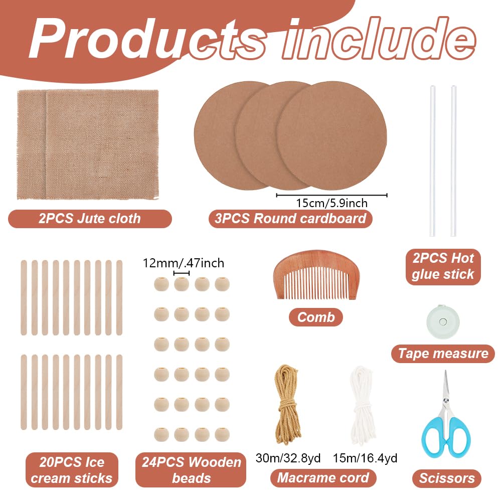 ORIGACH DIY Macrame Basket Making Kit Basket Craft Kit Including Cotton Cord Corrugated Paper Weaving Material Instruction for Easy Home Decor and Organization Ideas