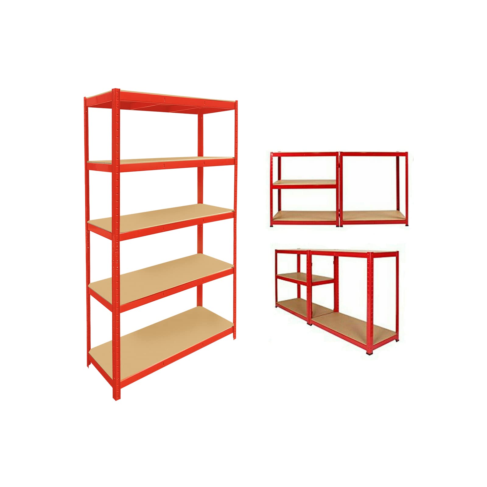 Heavy Duty 5 Tier Boltless Metal Shelving Unit Greenhouse Garage Shed Home Office Storage Racking Shelves, Adjustable - Can be split into 2 smaller Shelf Units | 150x70x30cm, Red