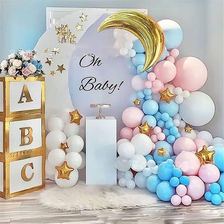 Pink and Blue Latex Balloons, 50 Pack 12 inch Pink Blue White Party Balloons with 33ft Ribbon for Gender Reveal Baby Shower Birthday Bridal Shower Wedding Party Decorations Supplies - Image 8