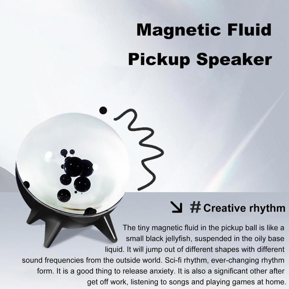 Visualizzatore Ferrofluid, Altoparlante Ritmico Musicale Ricaricabile con Pickup Magnetico, Regalo di Natale per La Decorazione della Casa, Bianco