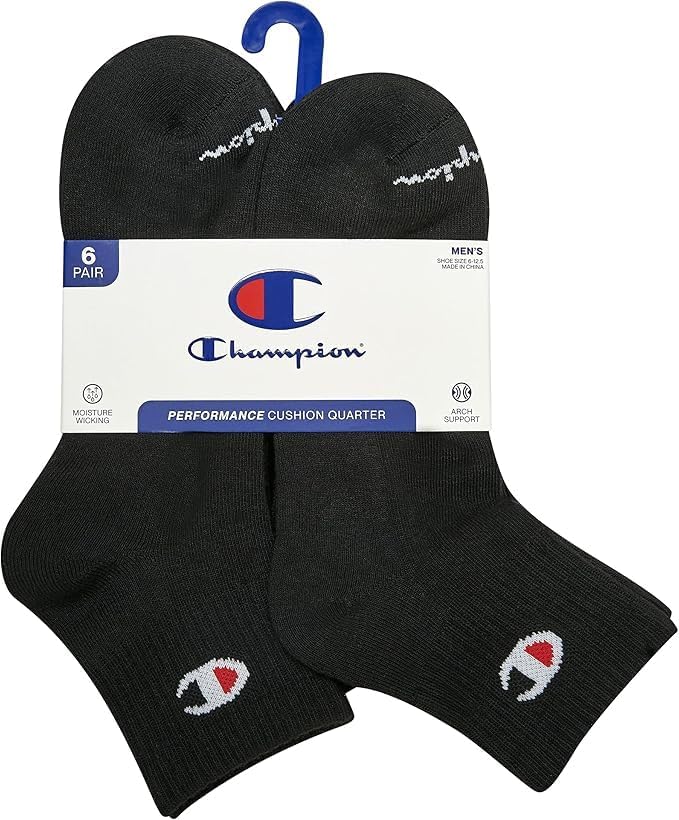 Champion Men's Moisture-Wicking Cushioning & Arch Support Ankle Socks (6-Pack) - Image 4