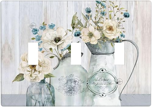 Miniatura 89 de Placas de pared para receptáculo de dispositivo dúplex de 1 banda, cubiertas de toma de corriente azul retro onduladas, cubiertas decorativas para