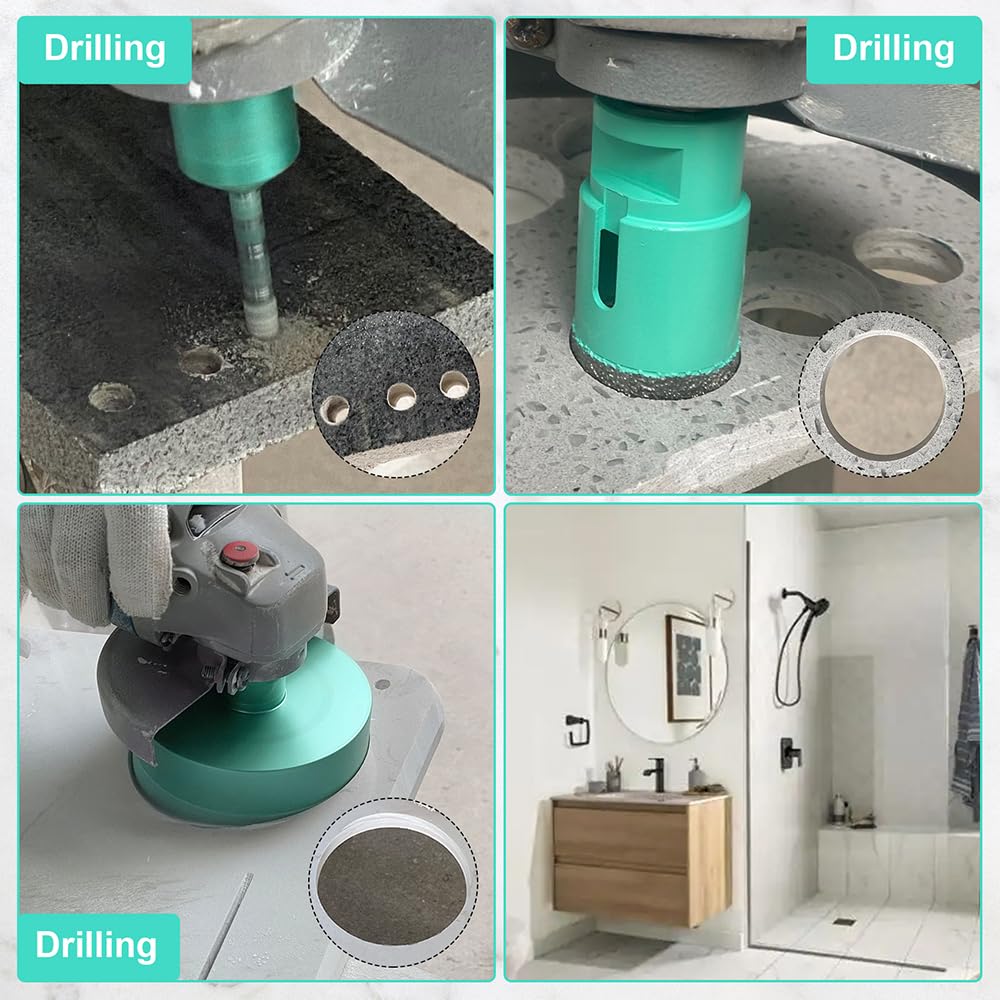 Diamond Core Drill Bits - 1-3/8 Inch with 5/8"-11 Thread Tile Hole Saw Cutter Dry Drilling for Porcelain Ceramic Tile Granite Marble Stone Vacuum Brazed Diamond Drill Bit 35mm