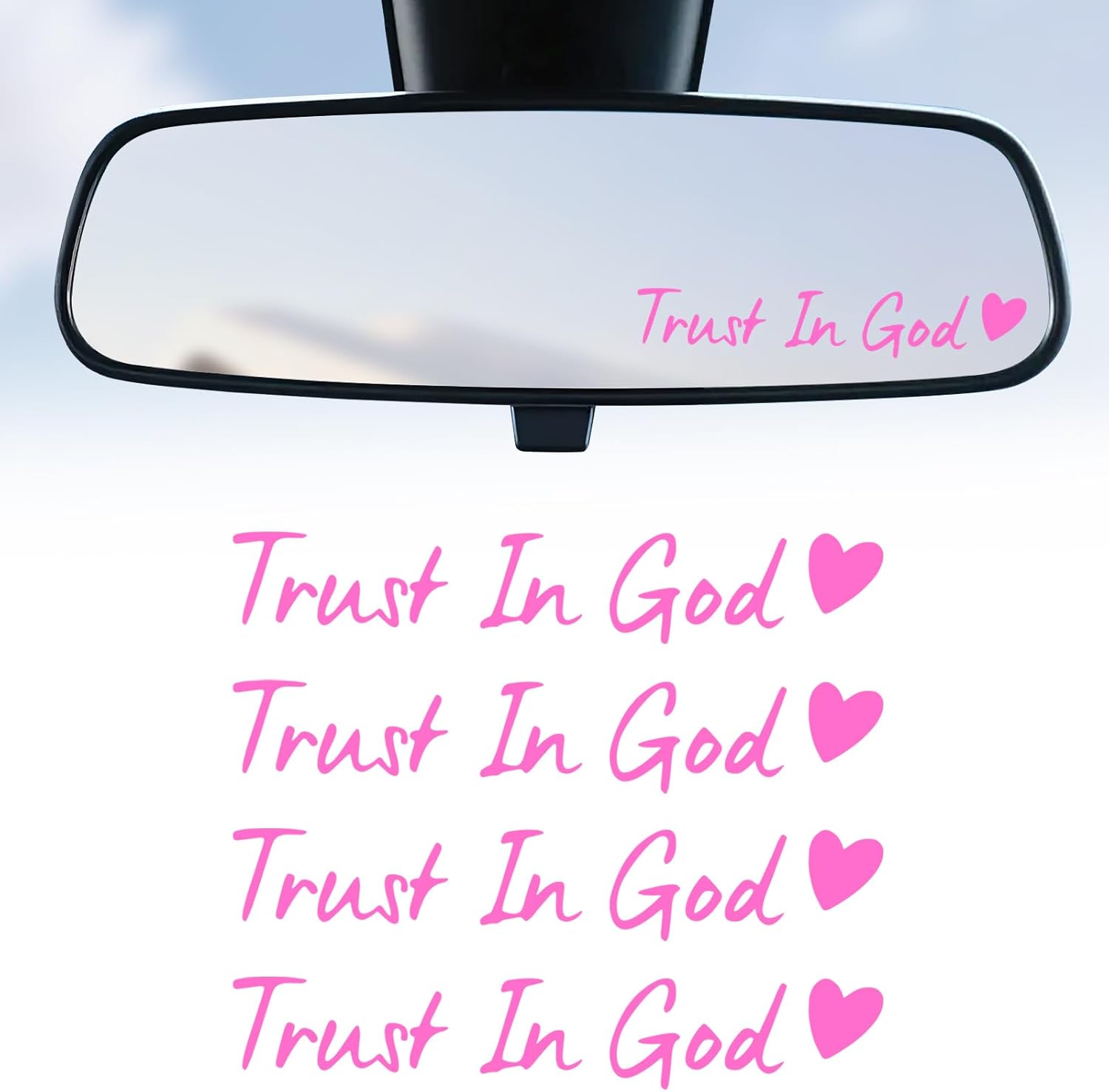 JUSTTOP 4PCS Car Decals,Vinyl Decorative Rearview Mirror Sticker,I Love You Drive Safe Mirror Decoration,Car Stickers and Decals,Car Decor for Women,Car Accessories,Direct-Stick(Black)