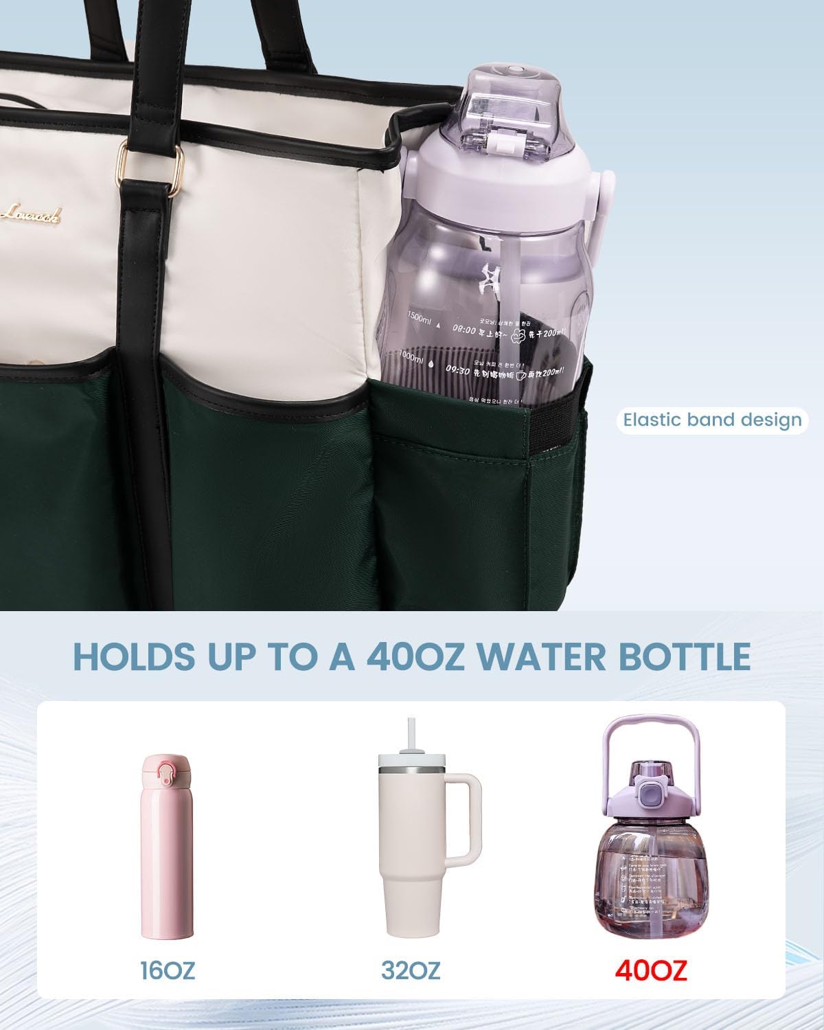 LOVEVOOK 17 Inch Laptop Tote Bag for Women Work, Teacher Tote Bag Nurse Bag, Large Purse Handbag With Trolley Sleeve & Large Cup Holder - Image 8