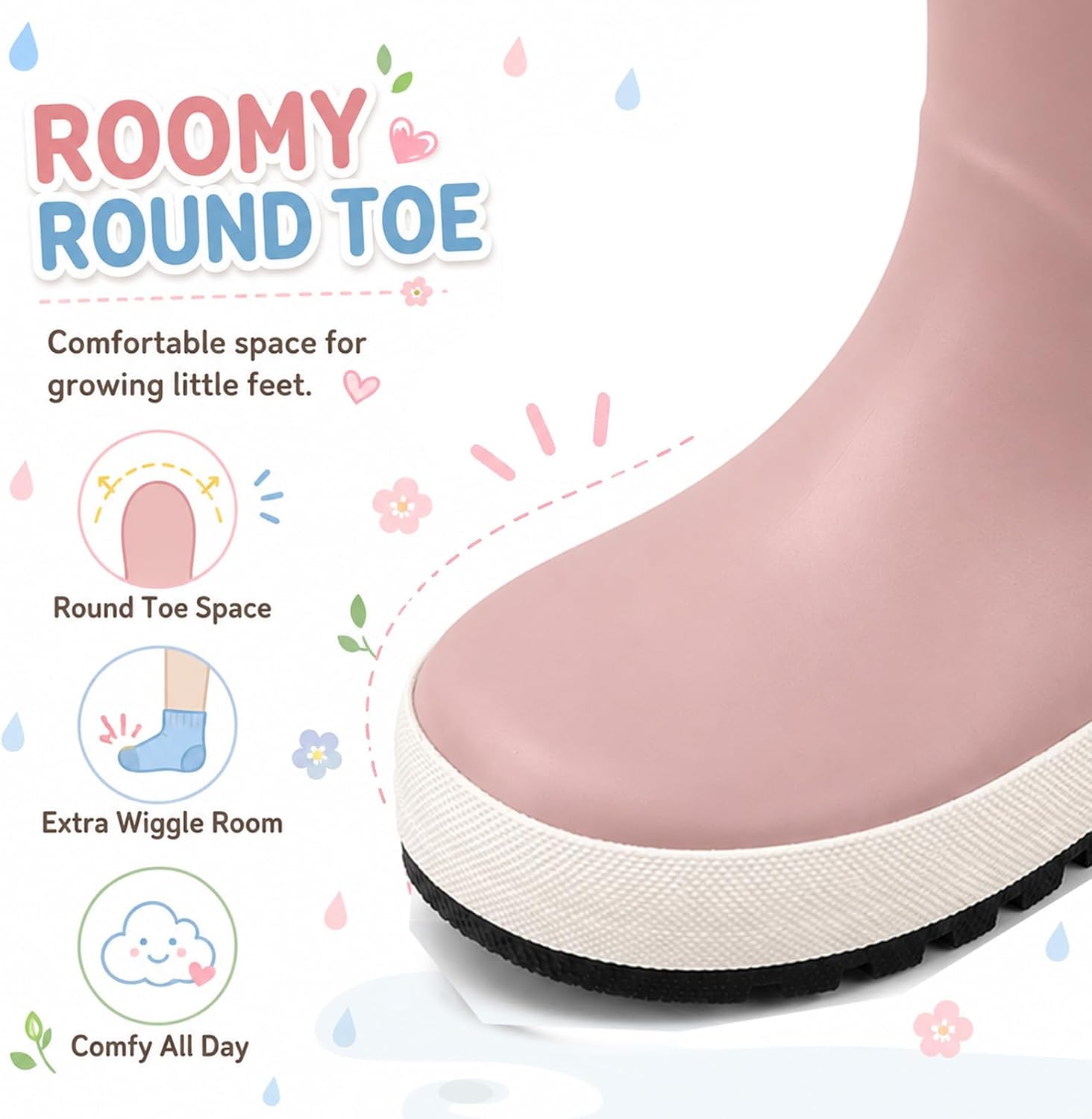 Toddler Kids Fleece-Lined Waterproof Rain Boots – Warm Non-Slip Rubber Boots for Boys and Girls, Lightweight Flexible Boots