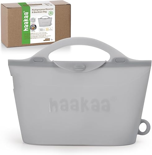 Haakaa Bolsa de silicona para vaporizador y esterilizador para microondas, 70 onzas, gran capacidad, reutilizables, bolsas de vapor para biberones,