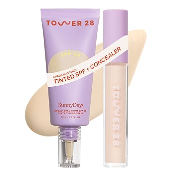 Tower 28 Swipe Serum Concealer in 2.0 + SunnyDays SPF 30 Tinted Moisturizer in 10 - Hydrating Medium-Full Coverage Concealer + 2-in-1 Buildable Coverage Foundation + Mineral Sunscreen 2 Count