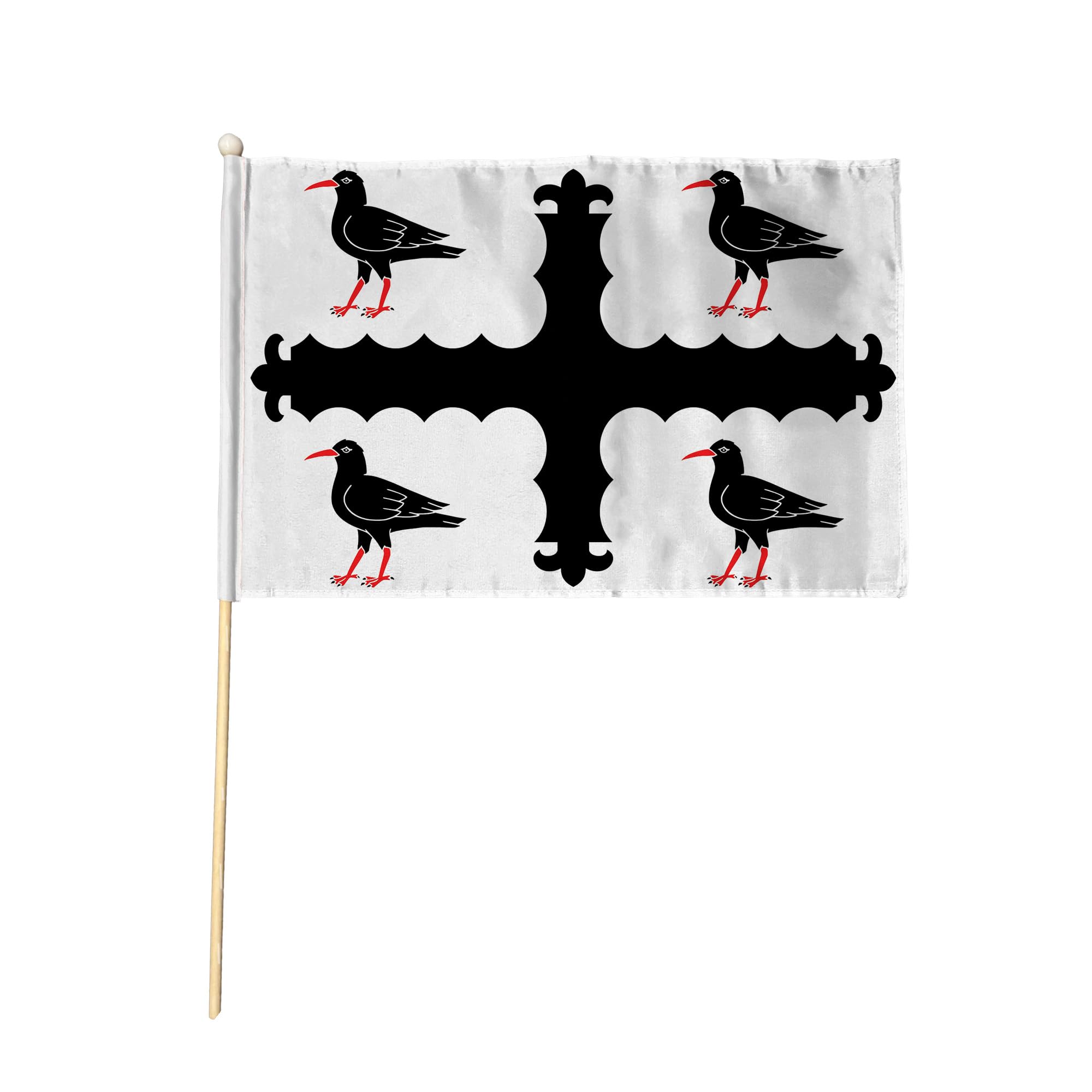 Flagtex Flintshire Pack of 12 Hand Waving Flag (9x6 Inch) - Premium Wooden Stick Hand Flag 9x6 Inch Natural Wood Pole Welsh Historic County Flag Events Parades Celebrations