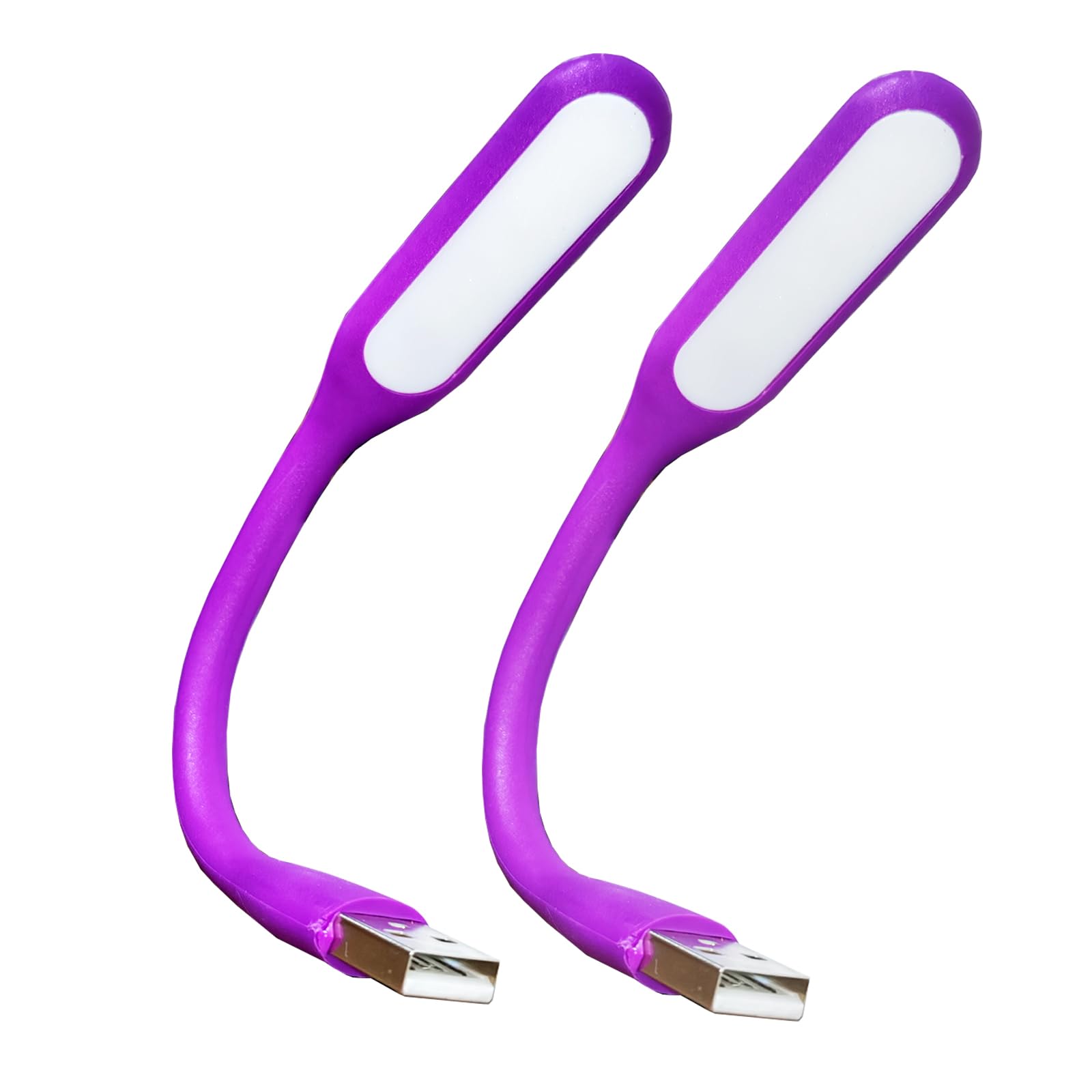 Mini Flexible Light, Portable USB Led Reading Night Lamp for PC Laptop Computer Notebook Power Bank - 2 Pack (Purple)
