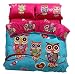 Cliab Owl Bedding Full Duvet Cover Set Size 4 Pieces 100% Cotton