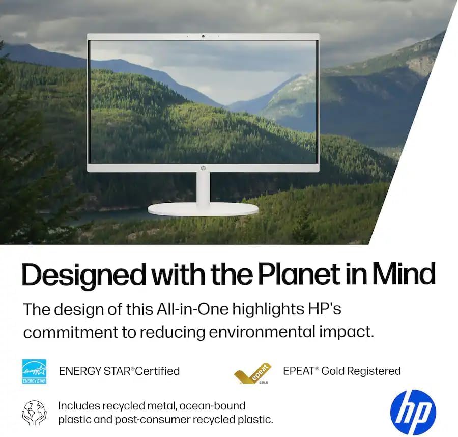 Image of HP 21.5 inch FHD All-in-One Desktop Computer, 16GB RAM 640GB Storage (128GB SSD + 512GB Docking Station Set), Quad-Cores Intel N100, Windows 11 & 8-in-1 Docking Hub, Keyboard & Mouse Included, White