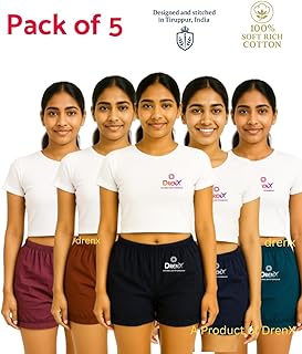 drenx Women's Cotton Bloomers, Pack of 5, Innerwear, Plain Pattern, Casual Fit, Boys Shorts Type-picture-11